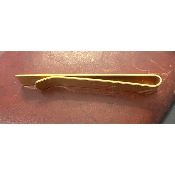 VTG Speidel Tie Bar, Gold Tone with Black , 1 3/4", Mono "SW" or "GW" - Picture 2 of 3
